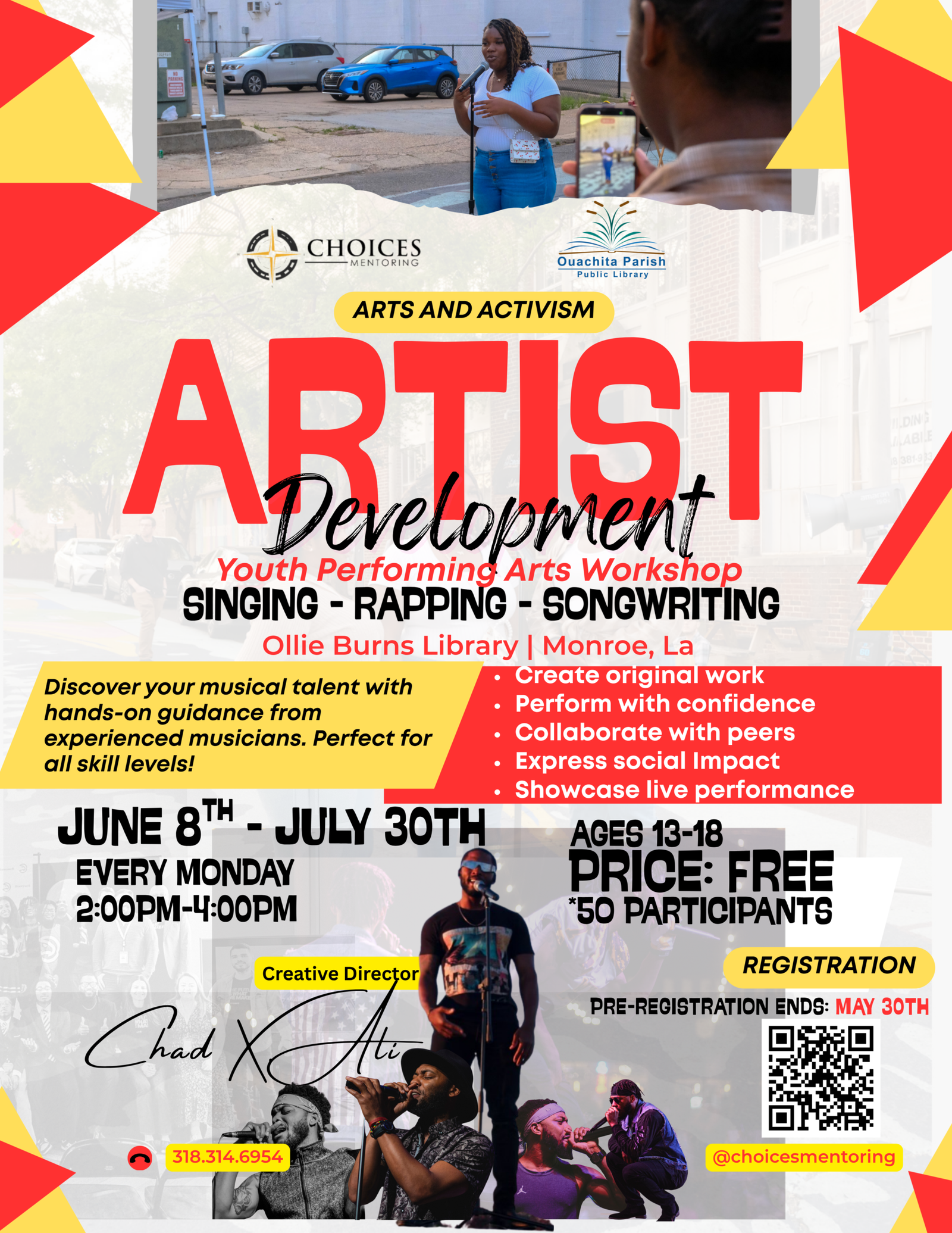 Arts & Activism - Artist Development Youth Performing Arts Workshop Flyer